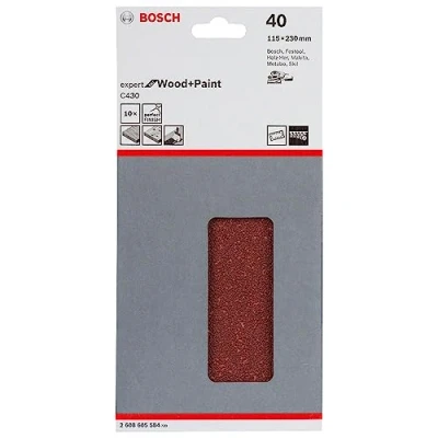 Imagen de Bosch Professional 2 608 605 584 Juego de hojas lijadoras, 10 piezas 115 x 230 mm, grano 40