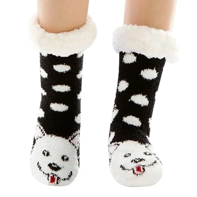 Imagen de WOTENCE Calcetines Pantuflas Antideslizantes de Invierno para Mujer Casa Cálidos con Forro Polar Navidad (Perro)