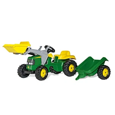 Imagen de Rolly Toys 012190 rollyKid John Deere (con remolque, dirección de palanca giratoria, edad 2,5 5 años, enganche trasero), verde