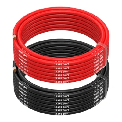 Imagen de MMOBIEL 10 AWG Cable Eléctrico de Silicona Gauge (5,26mm²) Cobre Estañado 2 Cables Separados Rojo y Negro Cada Uno 5 m para Drones, Impresoras 3D, Baterías, Altavoz, Tiras Led