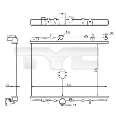 Imagen de TYC 726 0018 R Radiador, refrigeración del motor 380 544 23 Aletas unidas mecánicamente PEUGEOT: 406 Berlina, 607 Familiar