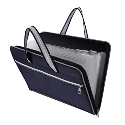 Imagen de Clasificadores Carpetas de Acordeón, Extensible Portátil Gran Capacidad Archivadora A4 Bolsa Organizador Documentos con13 Compartimentos para Oficina Escuela, Azul