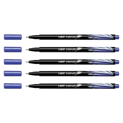 Imagen de BIC Fineliner Intensity Lote de 10 bolígrafos fieltro (punta anillada, metal, 0,4 mm), color azul