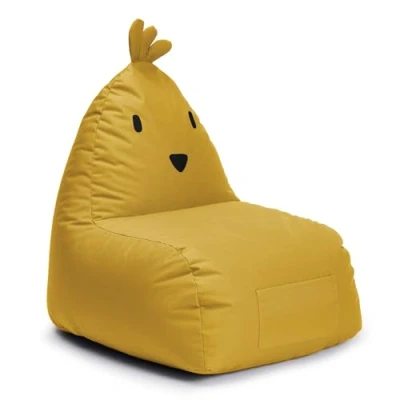 Imagen de Lumaland Puf infantil Chicken de animales Familia para niños Bolsa frijol impermeable interior y exterior Material fácil cuidado 80 x 75 cm 3,1 kg ligero [amarillo]