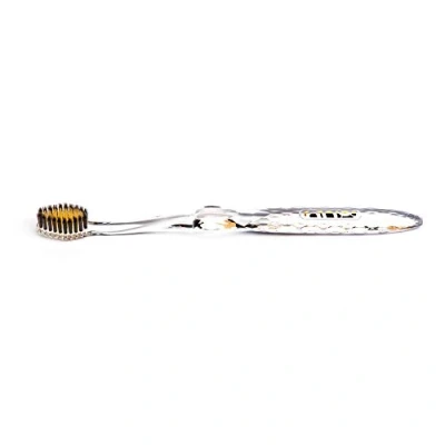 Imagen de Nano b Cepillo de dientes manual antibacteriano, dorado y carbón bambú, mango cristal, cabeza profesional, cerdas suaves medias, contra el sangrado, encías sensibles los dientes,