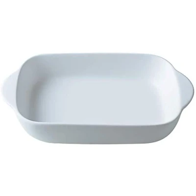 Imagen de HCHLQLZ Blanca Cerámica Bandejas Horno Rectangular para y microondas. Aptas Nevera Congelador