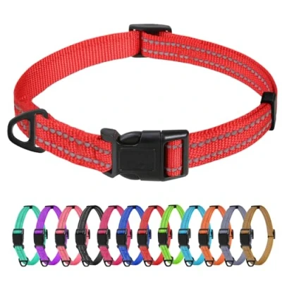 Imagen de TagME Collar Perro Ajustable,Collar Nylon Reflectante,para Caminar Correr Entrenamiento,para Perros Extrapequeños,Rojo,1.5cm De Ancho