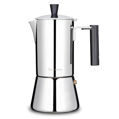 Imagen de Easyworkz Cafetera Italiana de Acero Inoxidable para Cocina inducción,200 ml, 2 4 Tazas Plata