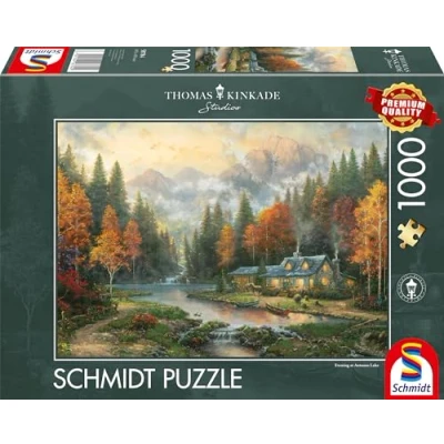 Imagen de Schmidt Spiele Thomas Kinkade, 58784 Evening at Autumn Lake, Puzzle de 1000 Piezas, Multicolor
