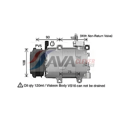 Imagen de AVA COOLING SYSTEMS FDAK674 Compresor de Aire Acondicionado FORD: FOCUS 3 Turnier