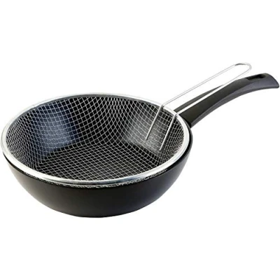 Imagen de WECOOK! Ecogreen Sartén Freidora con Cestillo Inducción, 20 cm, Aluminio Prensado, Antiadherente Ecológico Xylan Plus sin PFOA, Full Induction, Protector de Tela, Vitrocerámica, Gas, Eléctrica