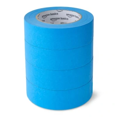 Imagen de Amazon Basics Cinta de pintor, 3.6 cm x 55 m, Paquete 4 rollos, Azul