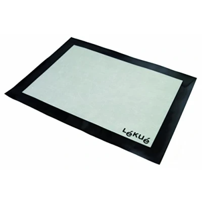 Imagen de Lékué Salvabandejas 40x30 Tapete de Silicona y Fibra Vidrio, Blanco Negro, 40 x 30 cm