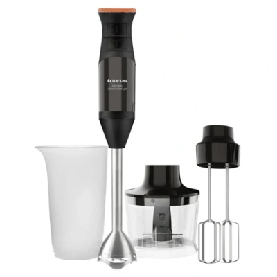 Imagen de Taurus BAPI 1200 Rocket Batidora de mano 1200W Regulador 20 velocidades ajustable Función Turbo Cuchillas acero inoxidable Doble batidor Diseño ergonómico Vaso medidor 500 ml