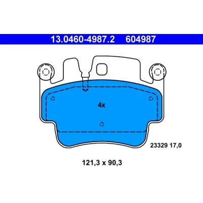 Imagen de ATE 13.0460 4987.2 Juego de pastillas freno preparado para indicador desgaste, excl. contacto avisador desgaste PORSCHE: 911 Coupé, Boxster