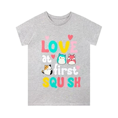 Imagen de Squishmallows Camiseta Niñas Manga Corta Squish tee para Niños Gris 8 9 años
