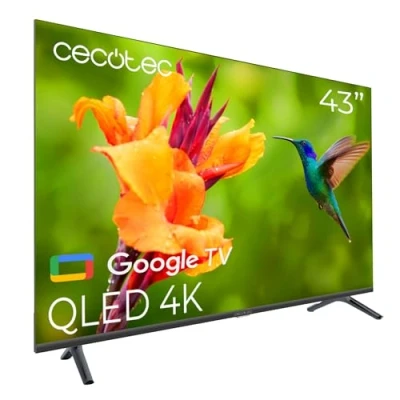 Imagen de Cecotec Smart TV Televisión QLED de 43 Pulgadas Resolución 4K UHD V4 Series VQU40043. Google TV, Dolby Vision&amp;Atmos, VRR, HDMI 2.1, USB 3.0, HDR10, 16 GB ROM, Voice Assitant, Chromecast