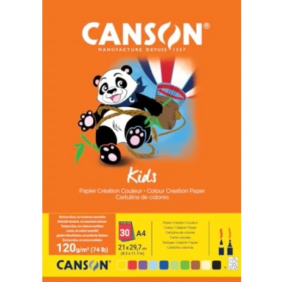 Imagen de Bloc Encolado, A4, 30 Hojas, Canson Kids Cartulina 120g Surtido