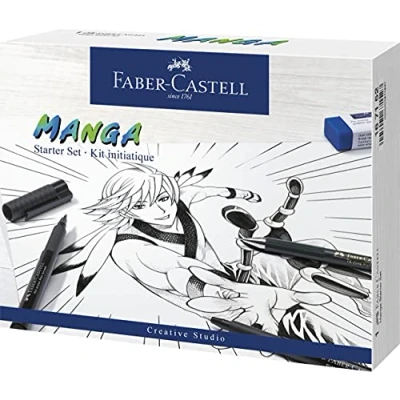 Imagen de Faber Castell 167152 Penna a inchiostro Pitt artist pen Manga Advanced Set, 3 penne e accessori, 8 pezzi, 1 Unità (Confezione da 1)