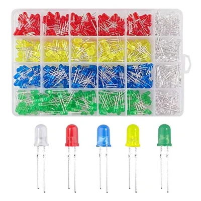 Imagen de YIXISI 600 PCS 5mm LED Diodo Emisor, Ultrabrillante Diodos Multicolor Emisores, Kit, Blanco/Rojo/Amarillo/Verde/Azul