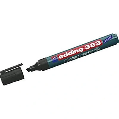 Imagen de edding 383 marcador para flipcharts negro 1 rotulador punta biselada de 5 mm escribir, dibujar y marcar sobre papel recargable, no traspasa, mancha, impermeable
