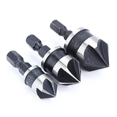 Imagen de 3 piezas de brocas avellanadoras, 90 grados 1/4&quot; hexagonal, avellanador para madera metal, broca cambio rápido carpintería