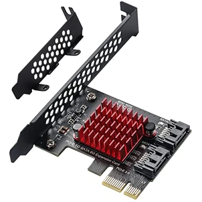 Imagen de MZHOU 2 SATA Tarjeta de Expansión,PCI E 3.0 GEN3 JMICRON+JMB582 Chip,6 Gbit/s Tarjetas Adaptadoras Expansión PCI Express Controller Adapter Card para Windows XP/2003/2008/ Vista / Win7/8/10/Linux