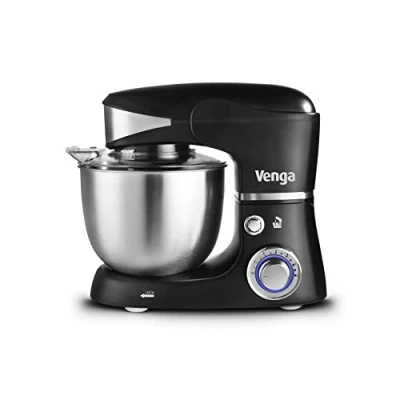 Imagen de Venga! Batidora Amasadora Bol de 5 L, 4 Accesorios y Libro Recetas, 1000 W, Negro, VG M 3014