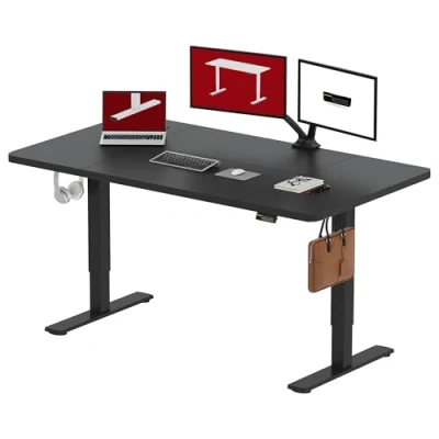 Imagen de SANODESK FQ1 160x60cm Escritorio Elevable Eléctrico con Tablero, Standing Desk, Mesa para Computadora Gancho, Cerradura niños, Función de Memoria Oficina y Hogar Negro