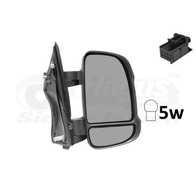 Imagen de espejo retrovisor Van Wezel 1651802 derecha negro completo, convexo, para ajuste manual espejo, con gran angular, brazo corto de