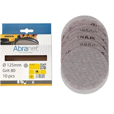 Imagen de Mirka Abranet discos de lijado malla Ø 125 mm Velcro / grano P80 10 uds. para lijar madera, masilla, barniz, plástico AE232F1080