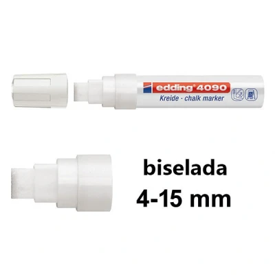 Imagen de edding 4090 marcador de tiza blanco 1 rotulador punta biselada 4 15 mm para cristal borrables pizarras, vidrio y espejos líquida cobertura opaca