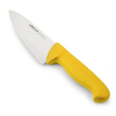 Imagen de Arcos Cuchillo Chef Acero Inoxidable Nitrum y Hoja 150 mm. Cocina Profesional multipropósito. Mango ergonómico Polipropileno. Serie 2900. Color Amarillo.