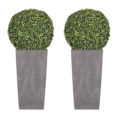 Imagen de Doble set de Maceta alta 35 L Prosperplast Urbi Square Effect plástico CON depósito en color Gris claro, 55 (alto) x 29,5 (ancho) (profundo)