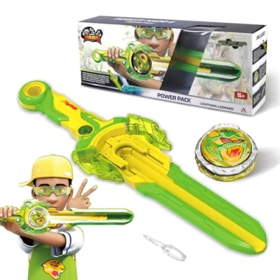 Imagen de Infinity Nado peonza para niños Juguete de Metal niños, Battle Tops Lanzador Spinning 5 6 7 8 9 10 11 12 años, Power Pack Lightning Leopard