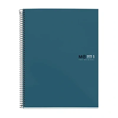 Imagen de Miquelrius Cuaderno Notebook A4 The Original Colors, 80 Hojas de 90 g/m² y 1 Franja Color, Rayado Cuadrícula 5 mm, 4 Taladros, Tapa Dura Cartón Plastificado, Color Ocean