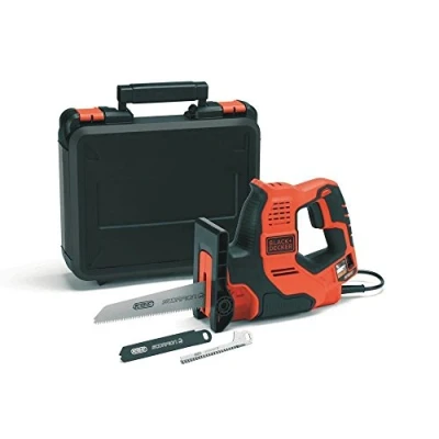 Imagen de BLACK+DECKER RS890K QS Sierra Scorpion de 500W, Capacidad corte: 3 mm metal, 100 madera, 50 tubo plástico y ramas, cuchillas, Se suministra en una caja