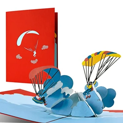 Imagen de Diese Klappkarten Parapente, tarjeta de parapente como regalo, vale regalo I Super paracaidismo, salto en tándem para cumpleaños, Navidad, etc, H41