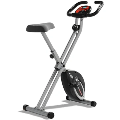 Imagen de Ultrasport F Bike, Entrenador bicicleta, Bicicleta fitness Ordenador entrenamiento LCD, plegable, Máx. del usuario 110 kg, medición pulso, 8 niveles resistencia, rueda ajuste, Negro/Plata