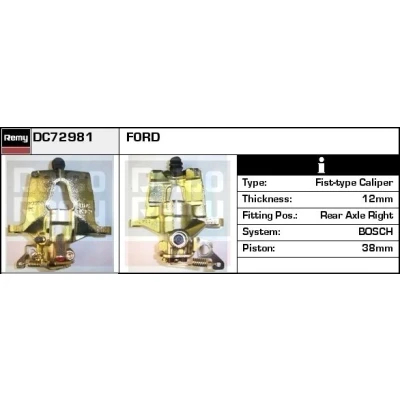 Imagen de DELCO Remy DC72981 Pinza de freno Fundición acero Remanufactured FORD: MONDEO 3 Kombi