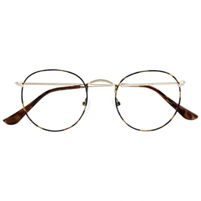 Imagen de OPULIZE Sol Gafas de Lectura con Bloqueo Luz Azul Montura Metal Retro Redondo Marrón Carey Resistente a Arañazos Bisagras Muelle Ordenador Gaming Antirreflejante Hombre Mujer B94 2 +3.50