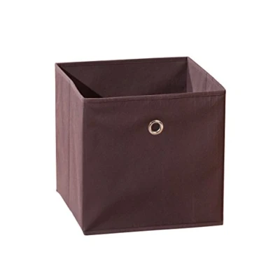 Imagen de Inter Link Caja de almacenaje plegable Portaobjetos tela para separador ambientes o estantería 32 x cm Con orificio el dedo Winny Marrón