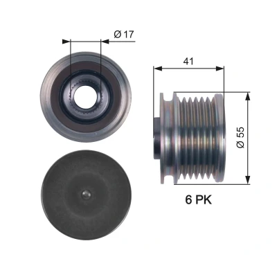 Imagen de GATES OAP7115 Rueda Libre Alternador 41 FleetRunner Micro V Stretch Fit CITROËN: C4 Picasso 1, II Hatchback, Grand 2