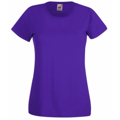 Imagen de Camiseta de Fruit of the Loom para mujer, ajustada, distintos colores, algodón, manga corta morado Large