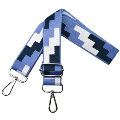 Imagen de Correa para Bolsos de Mujer Ajustable, Bandolera con Mosquetón Plateado 3.8cm Anchura, Hombro Reemplazo Crossbody Accesorios, Azul Blanco, J13