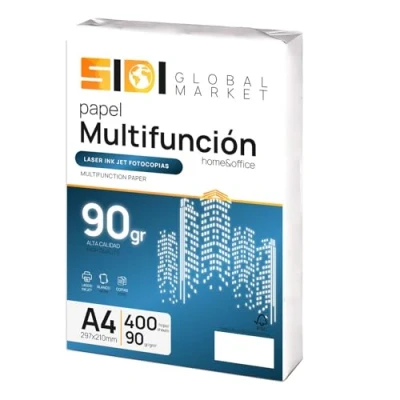 Imagen de Papel A4, Folios de 90gr, Impresora Paquete para Uso Escolar, Laboral o Personal, A4 Fotocopiadora y Multiusos, DIN extrablanco SIDI (400h, 90gr)
