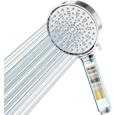 Imagen de Cobbe alcachofa de ducha con filtro, alta presión 6 tipos chorro, ahorro agua filtración en 20 capas, mano filtro antical para dura, cloro