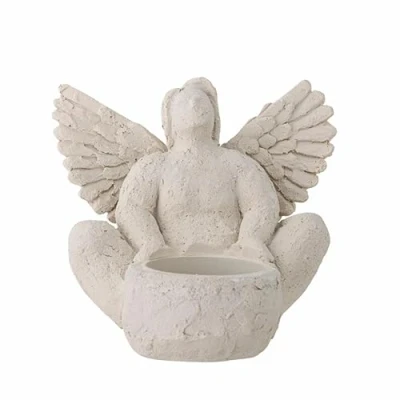 Imagen de Bloomingville Hadassa Portavelas, Polirresina, Blanco, L11,5xH10xW8,5 cm