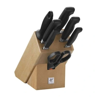 Imagen de ZWILLING Bloque de Cuchillos 8 piezas, madera, y tijeras acero inoxidable especial/Mango plástico, Four Star