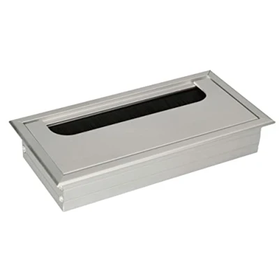 Imagen de KOTARBAU® Pasacables de aluminio 160 x 80 mm, para muebles, Plateado, rectangular mesa, escritorio, Organizador cables, Boquilla cables con tapa